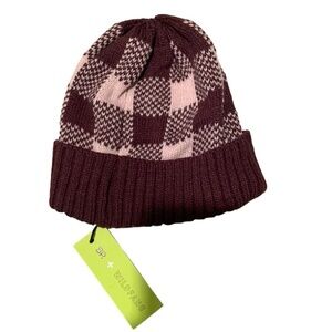 BP + Wildfang Checkered Knit Beanie Purple & Pink One Size NWT